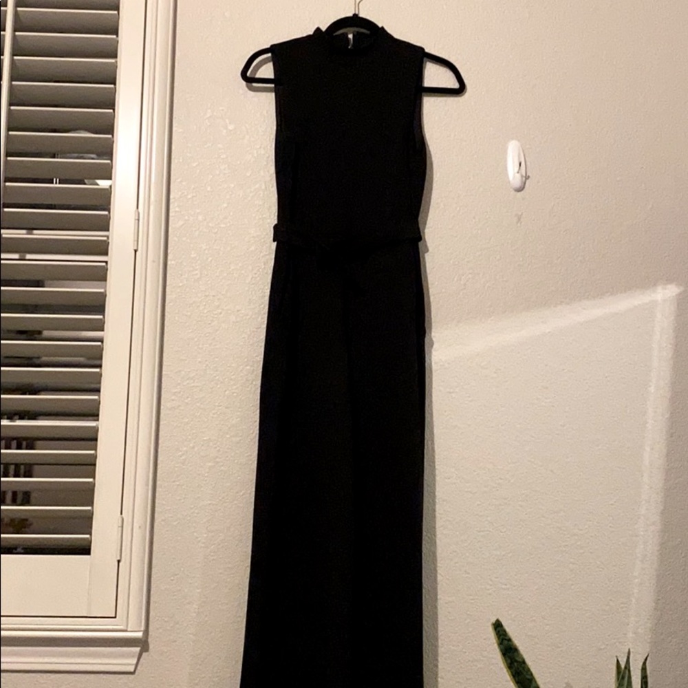 Wide leg, belted jumpsuit